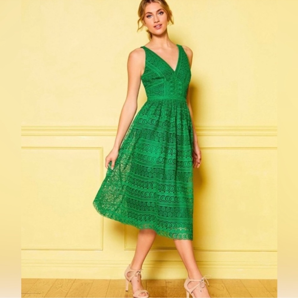 Antonio Melani Green Lace Midi Dress